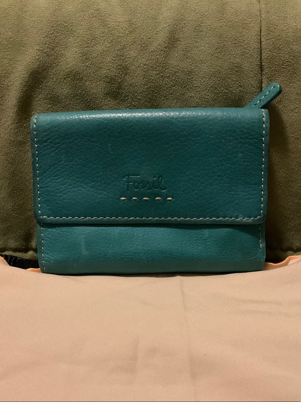 Fossil Teal Pebble Leather Compact Wallet